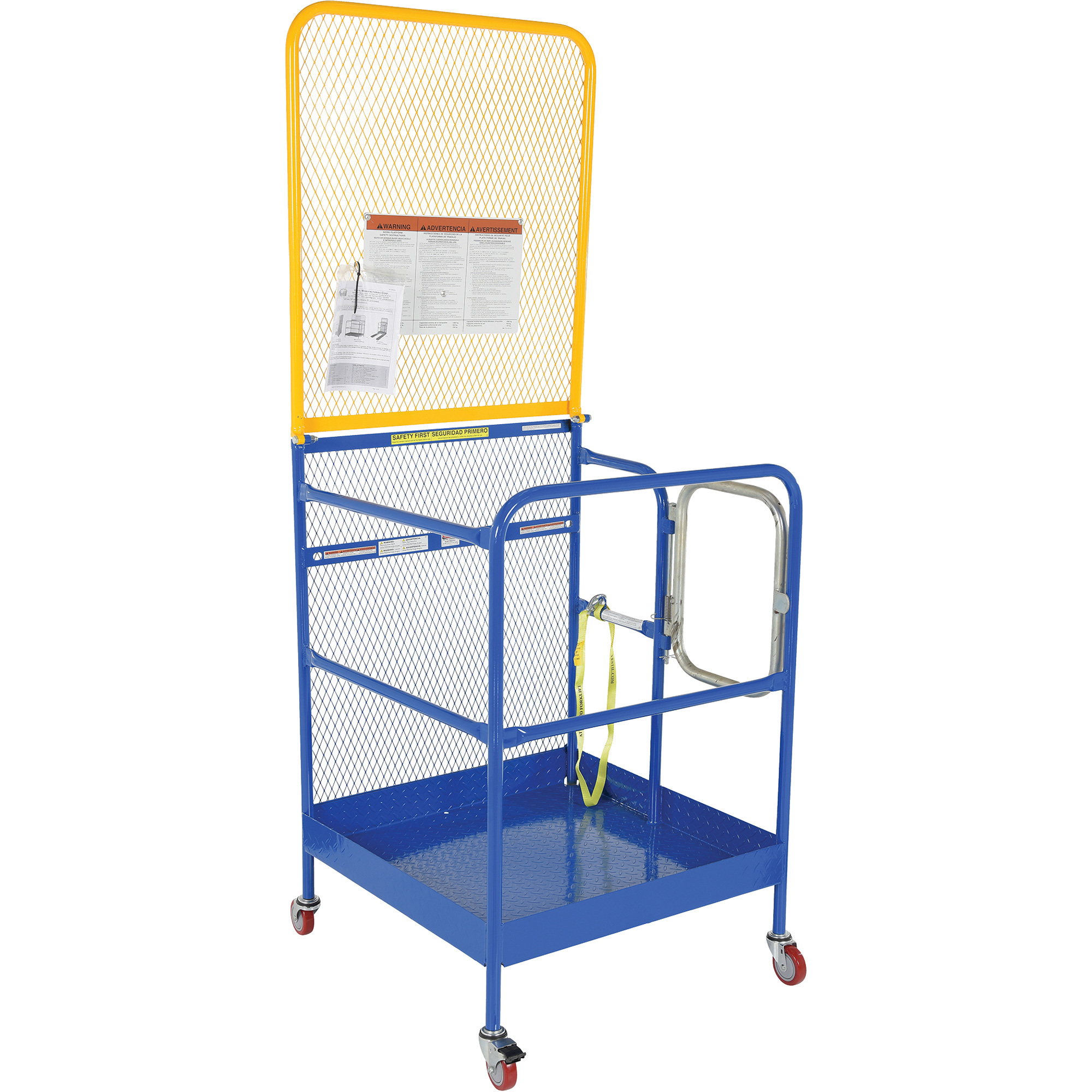 Vestil Forklift Platform - 36in. x 36in., 1,000-Lb. Capacity, Poly Swivel Casters, Model# WP-3636-CA-84B